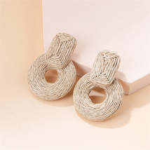 Beige Raffia Geo Drop Earrings - $13.99