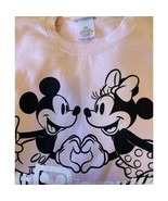 Disney Parks Disneyland Mickey &amp; Minnie Heart Pink Valentines Crewneck 2... - $120.96 CAD