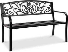 Top Select Products Steel Garden Patio Porch Bench With Floral Design, B... - $129.98