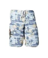 Mens Swim Shorts Adam Levine Blue Hawaiian Microfiber Cargo Trunks-Size S - £13.23 GBP