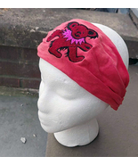 Grateful Dead Dancing Bear RED Embroidered Headband     Doo Rag   Unisex... - $238.56 MXN