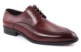 Derby Style Auburn Brown Patina Moc Toe Real Leather Formal Office Shoes For Men - £100.95 GBP