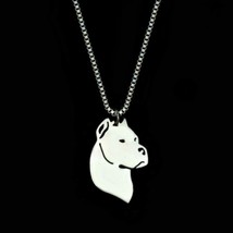 Pitbull Necklace 17&quot; Chain Pit Bull Terrier Dog Face Portrait Stainless Steel - £4.73 GBP