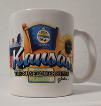 THE STATE OF KANSAS White Ceramic Cup / Mug The Sunflower State Coffee Tea  - $5.94