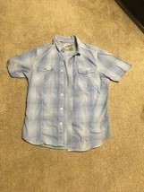 Men&#39;s Chalc Short Sleeve Button Front Shirt--Size M--Blue Plaid - $9.99