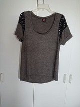 2B BEBE LADIES SS GRAY POLYESTER/SPANDEX PULLOVER KNIT TOP-S-NWOT-DECO S... - £5.32 GBP
