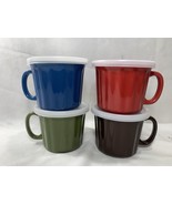 Crofton Set Of 4 Soup Mugs 18oz. With Plastic Lids Easily Stacked AUTUMN... - $55.57 CAD