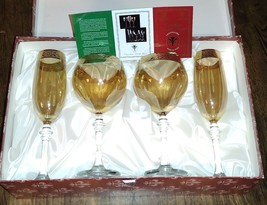 Cristalleria Fratelli Fumo Handmade Wine &amp; Champagne Glass Set Amber 4pc New Box - £39.95 GBP