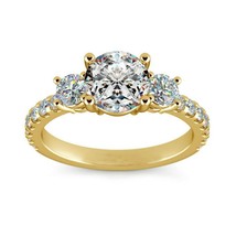 3.50 Ct Round-Cut VVS1 Diamond 3-Stone Engagement Ring 14K Yellow Gold Plated - £51.46 GBP