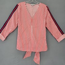 Crave Fame Women Shirt Size L Red Street Racer Stripe 3/4 Sleeves Y2K V-... - £10.63 GBP