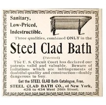 Steel Clad Bath Tub 1897 Advertisement Victorian Bathroom Appliance ADBN1A7 - £9.76 GBP