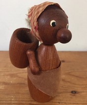 Vintage Danish Teak Wooden Harvesting Farm Lady Woman Toothpick Holder F... - $139.99