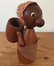 Vintage Danish Teak Wooden Harvesting Farm Lady Woman Toothpick Holder F... - £110.60 GBP