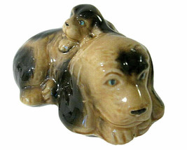 Vtg Ceramic/Porcelain SPANIEL or HOUND Dog Figurine MOTHER &amp; PUPPY Marke... - $22.00