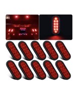 10 Red 6&quot; Oval Trailer Lights 10 LED Stop Turn Tail Truck Sealed Grommet... - $74.69 CAD