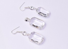 925 Sterling Silver Topaz Gemstone Hand Crafted Pendant Earrings Her Party Set - £53.40 GBP