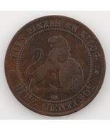 1870 Espagne Provisoire Gouvernement 10 Centimos Très Fin État Km #663 - $39.67