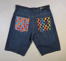 Vintage Coogi Size 40 Men’s Blue Denim Embroidered Y2K Baggy Jean Shorts... - $37.25