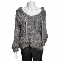 Free People XS Light As A Feather Fuzzy Hoodie Purple Fringe Sweater - AC - £20.75 GBP