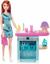 Barbie Indoor Furniture Playset, Kitchen Dishwasher with Working Door an... - £12.44 GBP