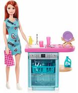 Barbie Indoor Furniture Playset, Kitchen Dishwasher with Working Door an... - £12.50 GBP
