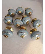 10 Ceramic And Goldtone Metal Dress Drawer Door Pulls Hardware - $60.93 CAD