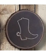 Stitched Boot Rustic Leather Coasters Set of 4 - $462.43 MXN
