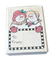 Uptown Rubber Stamps Sandi Gore Evans Snow Couple Wooden Rubber Stamp SG... - £7.77 GBP