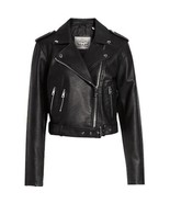 Levi's Women's Size S Vegan Leather Belted Hem Cropped Moto Jacket - $89.99