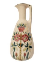 Vintage Handpainted Porcelain Pitcher Tree Pink Flowers Narrow Neck MCM Austria - £31.87 GBP