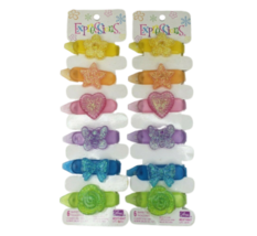 VINTAGE 1999 EXPRESSIONS COLORFUL PLASTIC GLITTERY SPARKLY BARRETTES ORA... - $9.50