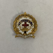 Vtg Baptist SS Sunday School 2nd Year Cross Crown Wreath Lapel Pin Gold ... - $10.00