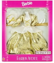 Barbie Gold and White Gown 14303 Vintage Fashion Avenue Barbie NIB - £23.56 GBP