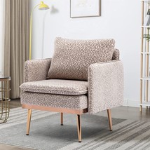 Homsof Single Sofa With Metal Legs And Leopard Gray Accent Chair For Living - £207.80 GBP