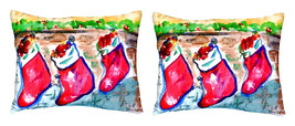 Pair of Betsy Drake Christmas Stockings No Cord Pillows 16 Inch X 20 Inch - £63.30 GBP