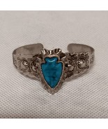 Vintage Arrowhead Cuff Bracelet Faux Turquoise 5.25&quot; Silver - $21.95