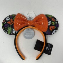 2024 Disney Parks Minnie Mouse Glow-in-Dark Halloween Ears Headband Sequined Bow - £28.12 GBP