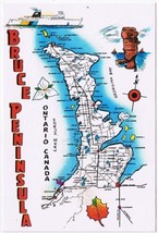 Postcard Bruce Peninsula Lake Huron Pictorial Map - $3.95