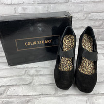 Colin Stuart Black Suede 5&quot; Heel Sandal Women&#39;s Size 7 Cheetah Print In Sole - £19.97 GBP