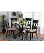 Benjen Modern Sand Fabric and Dark Brown 5-Piece Dining Set - $717.57 CAD