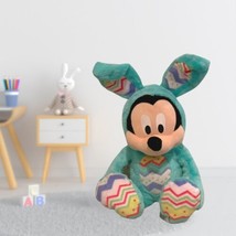 Mickey Mouse Easter Bunny Plush Toy Stuffed Animal Aqua Zig Zag Disney Store 16” - £10.85 GBP