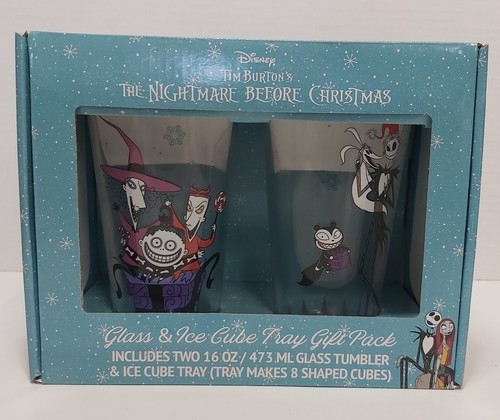 The Nightmare Before Christmas 2 Glass &amp; Ice Cube Tray Set  Disney New I... - $17.99