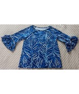 Lilly Pulitzer Top Women&#39;s Blue and White Bell Sleeve Soft Stretch Pullo... - $547.57 MXN