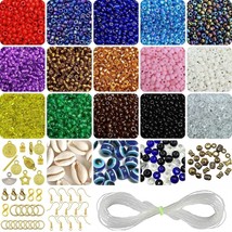 Multicolour Beads Set For Craft and Jewelry Making, Seed Beads - £17.95 GBP