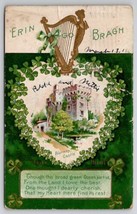 St Patrick&#39;s Day Clover Heart Blarney Castle Erin Go Bragh Postcard H22 - £2.95 GBP