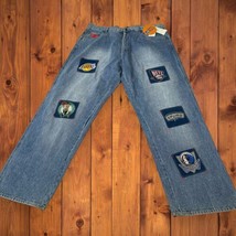NWT Vintage UNK Jeans Mens 40 x 33  Retro NBA Basketball Patches 90s Y2K Denim - £67.34 GBP