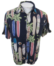 Claudio Nucci Men Hawaiian ALOHA shirt p2p 21.5&quot; camp surf board rayon vintage - £22.31 GBP