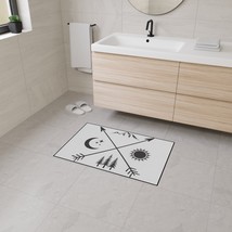 Rustic Element Outdoor Floor Mat | Nature Symbols Home Decor | Black &amp; White Pri - £36.11 GBP+