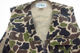 VINTAGE LL Bean Men&#39;s Cotton Camo Hunting Fishing Vest Size M - $80.99