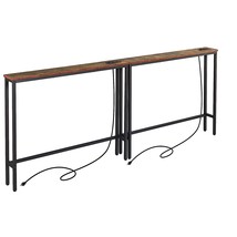 2 Pack 5.9&quot; Narrow Console Sofa Table With Power Outlets, 39.4 L X 5.9&quot; W X 31.1 - £139.02 GBP